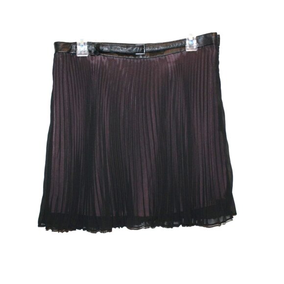 BCBG GENERATION Women's Skirt Size 12 Sheer Black over Pink Pleated Belted - Picture 1 of 2
